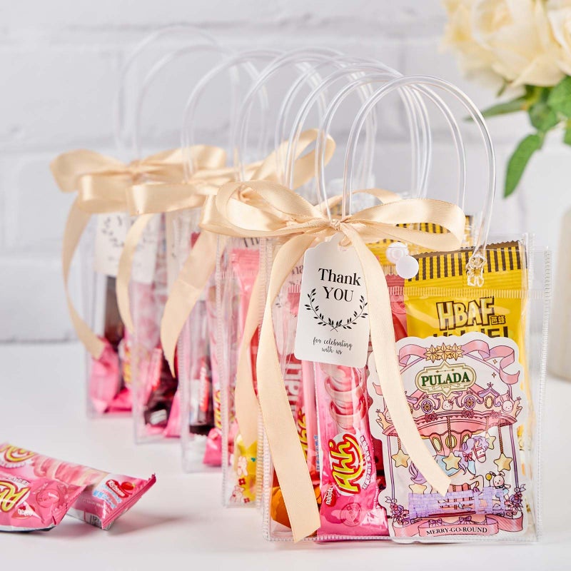 Mauproy 30 Pack Clear Gift Bags with Handles  Party Favor Bags with Ribbons and Tags  Reusable Goodie Bags Tote Bags for Wedding Baby Shower Valentines Day (5.9  x 6.3  x 2.8"") - Image 5